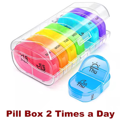 Pill Box 2 Times a Day Weekly Organizer AM PM Pocket Case