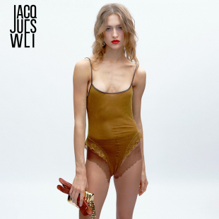 橄榄绿丝绒性感蕾丝花边高级感连体衣女 2025秋冬新款 JACQUES WEI