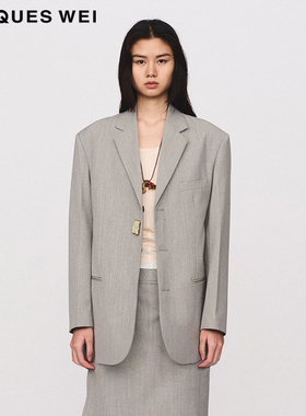 JACQUES WEI 设计师官方店2024SS春夏灰色西装外套