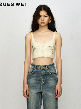 【手工针织】JACQUES WEI 设计师官方店2023AW秋冬象牙白海葵吊带