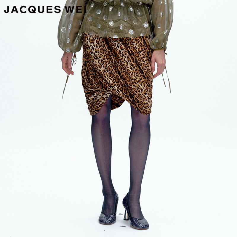 JACQUES WEI 2025秋冬系列新款豹纹拼接垂感半身裙