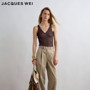 新款 2025夏季 PF银标系列深棕色透感针织背心女 WEI JACQUES
