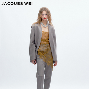 上衣女 JACQUES WEI 2025秋冬系列新款 浅咖极简无领西装