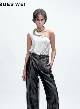 JACQUES WEI 2025秋冬系列新款灰色挂脖单件缎面背心女