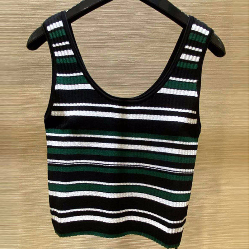 阿瑪施旗舰店官网2020秋新款内搭吊带彩色条纹打底针织衫短背心女