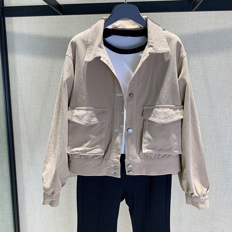 阿瑪施女装旗舰店官网三十而已钟晓芹同款2020秋新款口袋牛仔外套