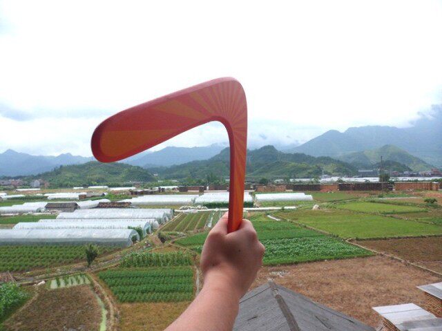 木制回旋镖飞去来器儿童回力标v字镖回力镖户外运动木质回旋标