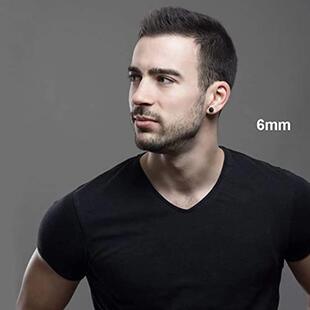 6 Pairs of Magnetic Stud Earrings Men and Women Black Magnet
