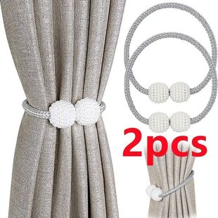 2PCS Pearl Magnetic Curtain Clip Curtain Holders Tie Back Bu