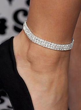 Silver Ankle Bracelet Rhinestones Anklet Chain 闪钻脚链
