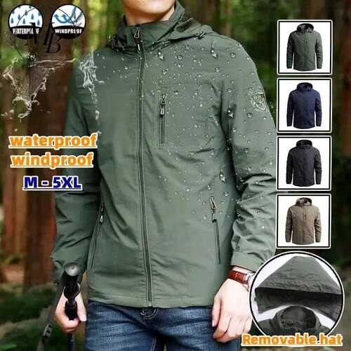 Spring Men Outdoor Waterproof Jacket Plus Size Windbreaker R