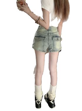 美式牛仔短裤女夏季直筒热裤
