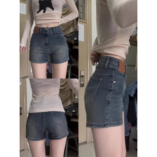 美式 女2025年夏季 大码 辣妹牛仔短裤 百搭高腰修身 显瘦a字包臂热裤