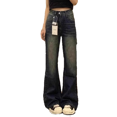 复古牛仔裤女加绒马蹄裤子