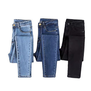 弹力紧身牛仔裤女春秋季新款修身高腰铅笔裤大码显瘦小脚裤长裤子