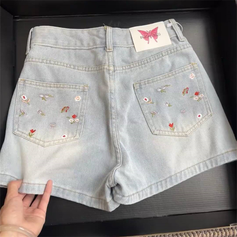 设计感口袋碎花牛仔短裤女夏季薄款高腰休闲百搭显瘦a字阔腿热裤,女装/女士精品,牛仔裤,淘宝优惠券,粉丝福利购,淘宝优惠卷