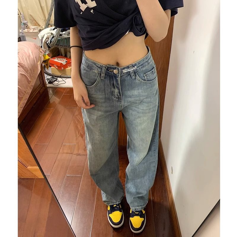 高腰美式阔腿牛仔裤女春秋新款大码宽松胖mm显瘦复古直筒拖地裤子,女装/女士精品,牛仔裤,淘宝优惠券,粉丝福利购,淘宝优惠卷