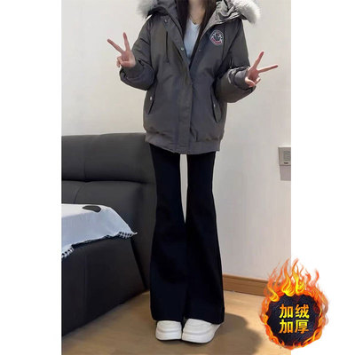 秋冬微喇牛仔裤女不贴腿马蹄裤子