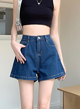 甜辣高腰牛仔短裤女夏季新款小个子可爱减龄宽松显瘦a字阔腿裤子