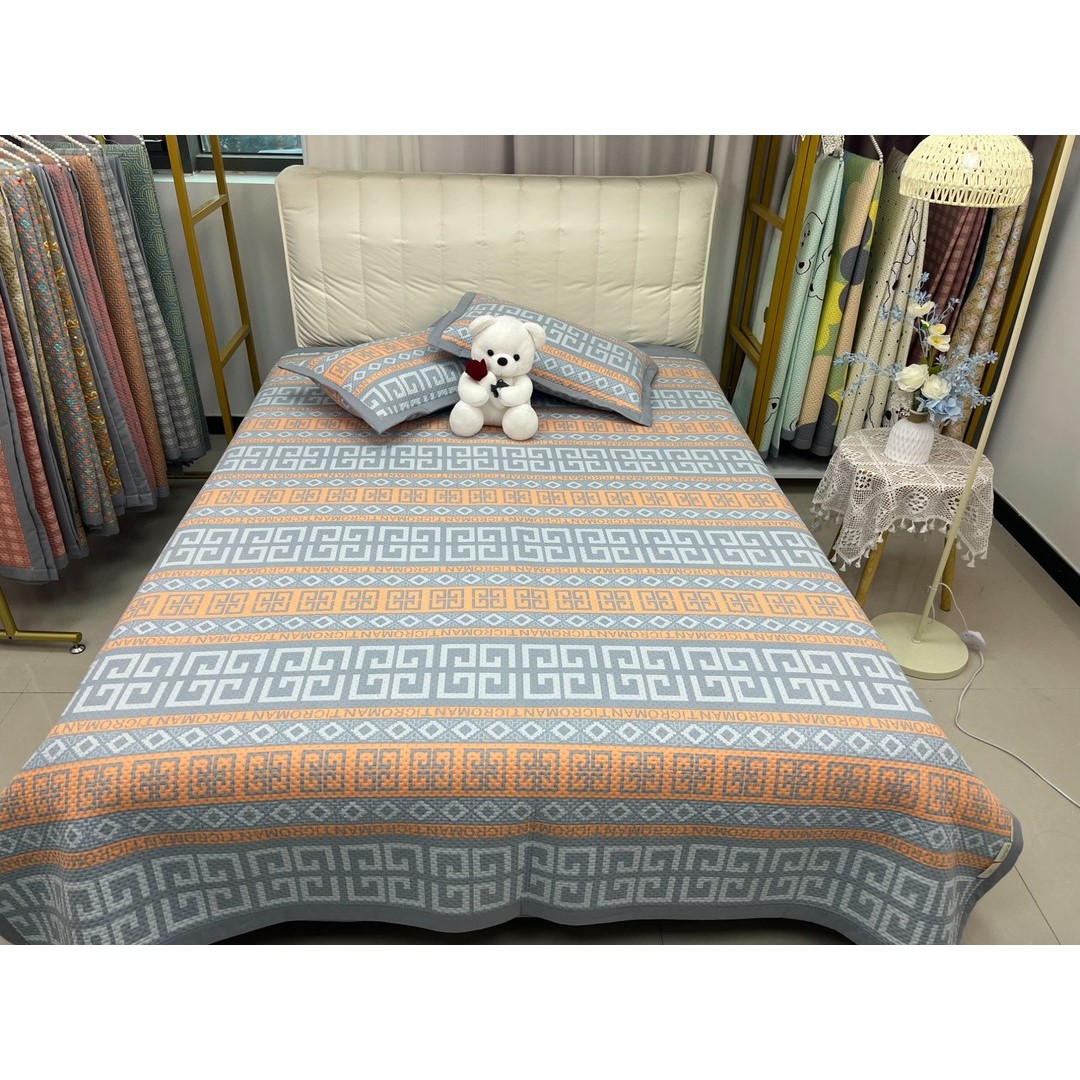 秋冬新款】200*230cm水洗双层纱四季床盖防滑不跑床可机洗不掉色