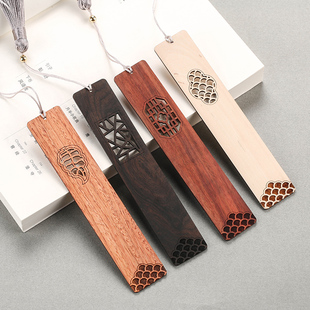 B1-24 古典中国风黑檀镂空窗格木质书签励志感谢师恩难忘教师节礼