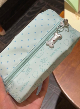 ins风薄荷绿色小猫笔袋高颜值学生文具盒女孩款大容量铅笔盒简约