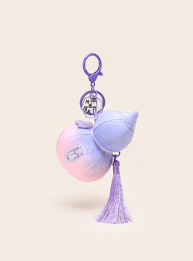 原创国风寓意好运享福紫色葫芦毛绒钥匙扣车内挂饰书包包挂件好运