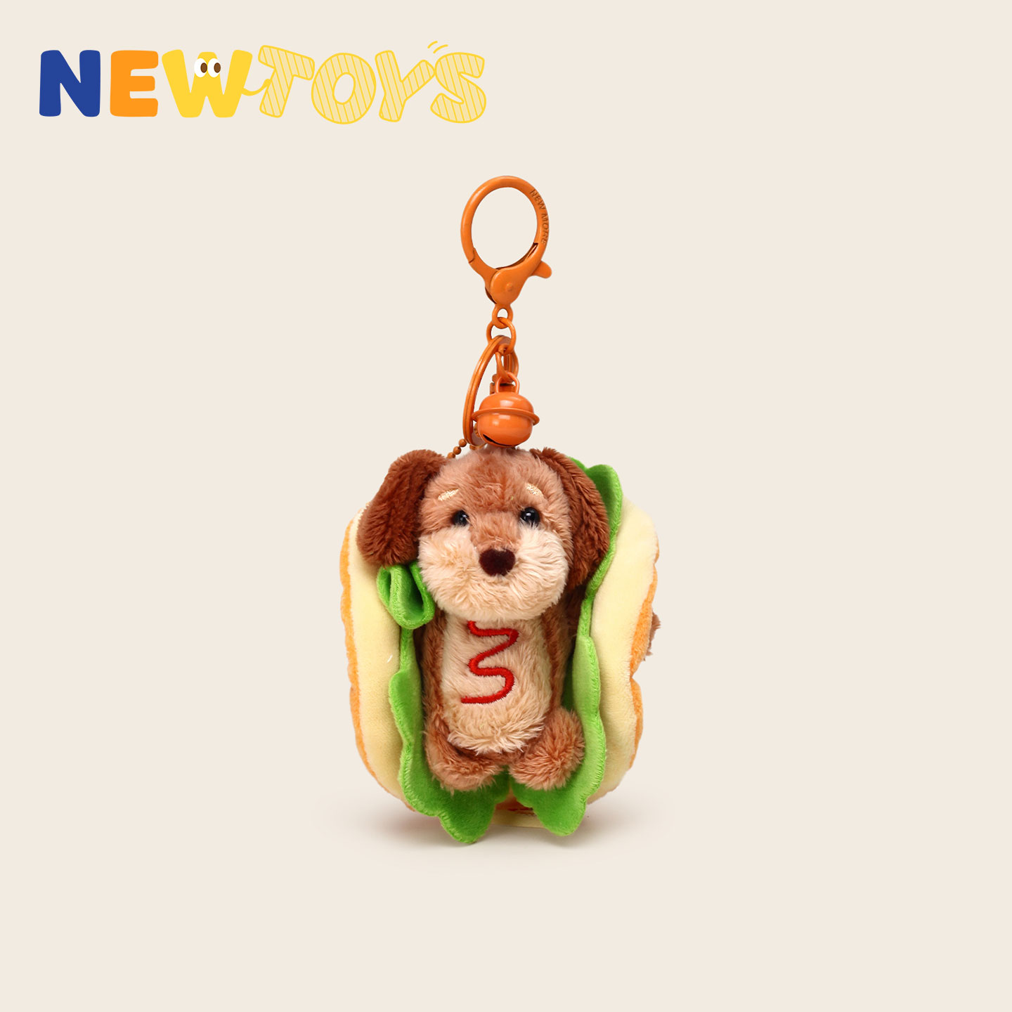 NewToys丑萌汉堡夹腊肠狗包挂件