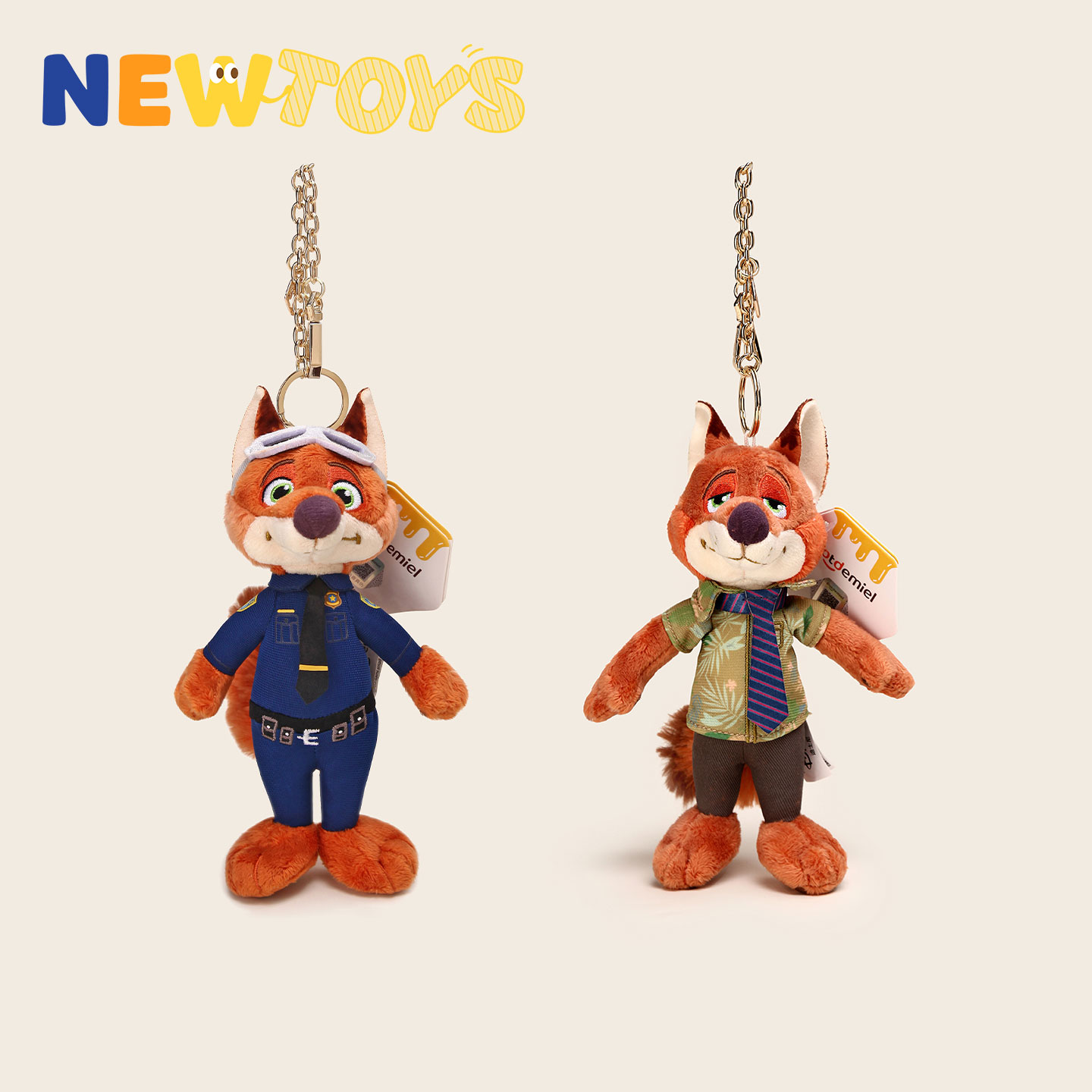 NewToys 正版联名疯狂动物城尼克狐狸警官玩偶公仔包挂件钥匙扣男