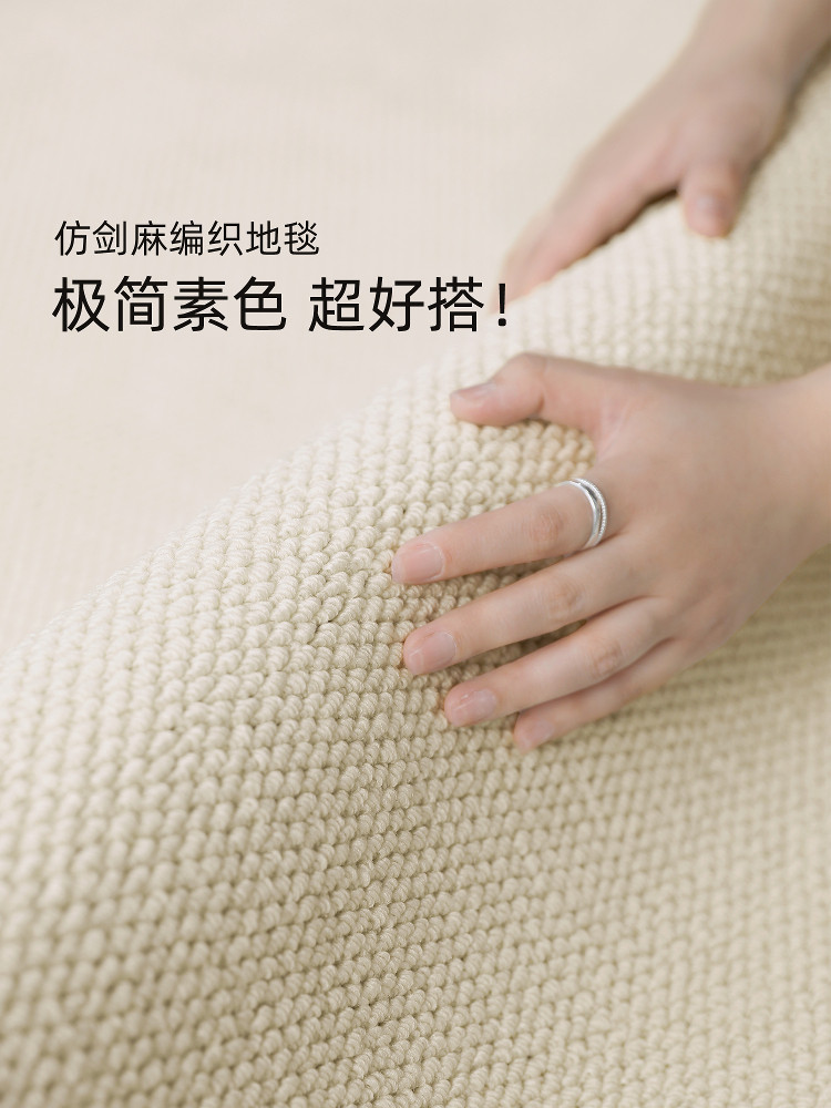 彷剑麻地毯客厅2025新工作室纯色榻榻米地板垫亚麻卧室床边毯子加