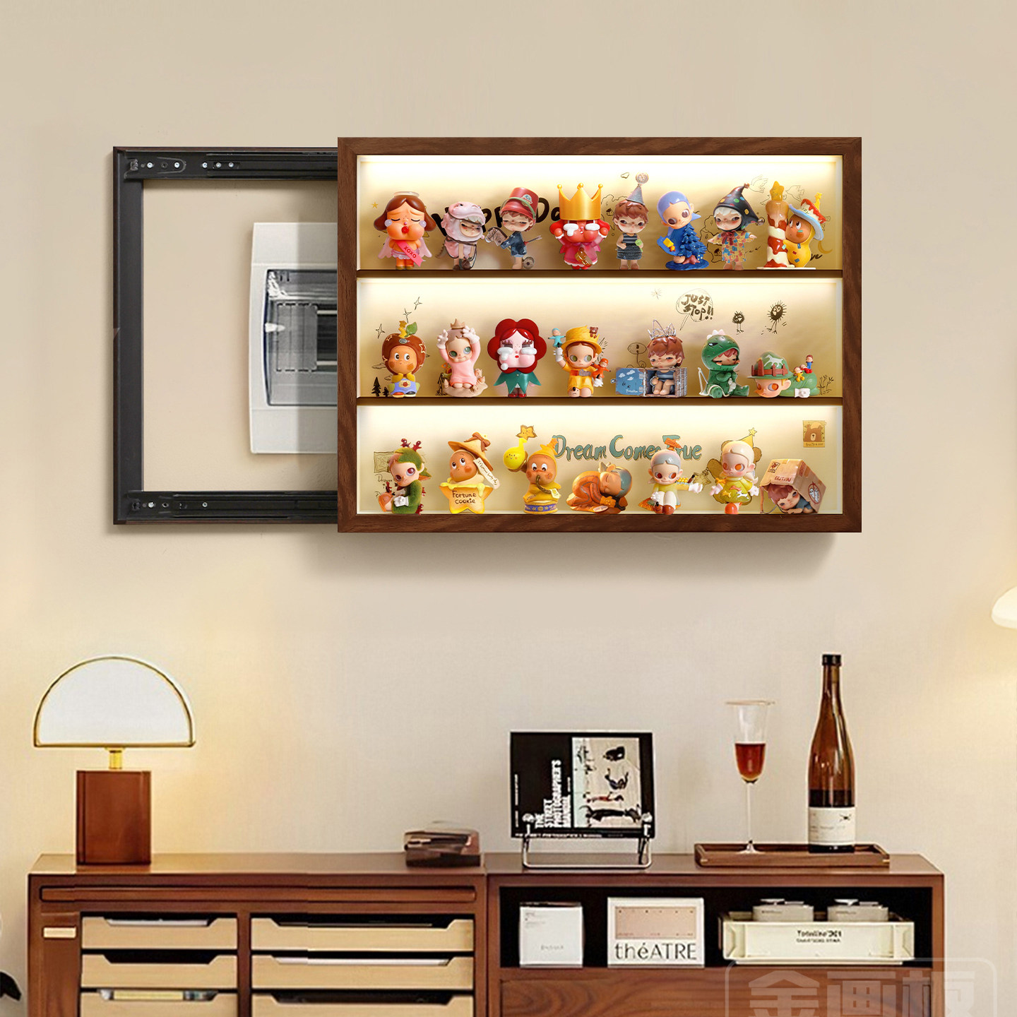 现代简约电表箱装饰画壁挂式推拉门收纳展示架带灯弱电箱装饰遮挡,家居饰品,电表箱装饰画,淘宝优惠券,粉丝福利购,淘宝优惠卷