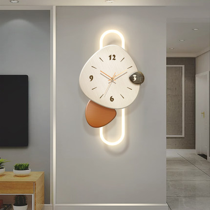 时来运转客厅时钟壁灯电视背景墙钟表挂画餐厅立体led装饰画