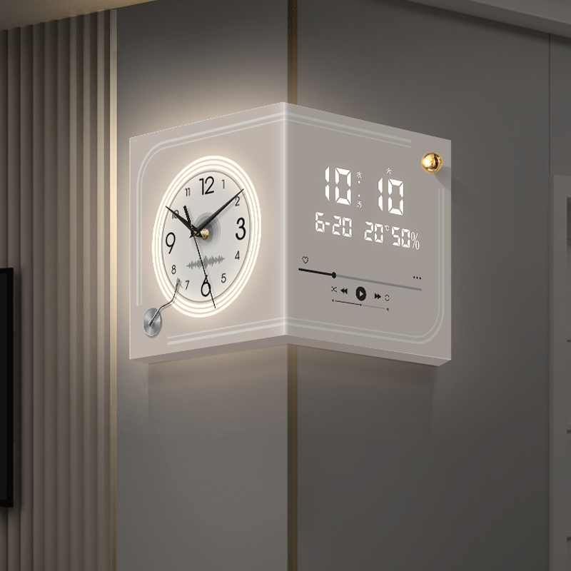 免打孔奶油风客厅双面挂钟