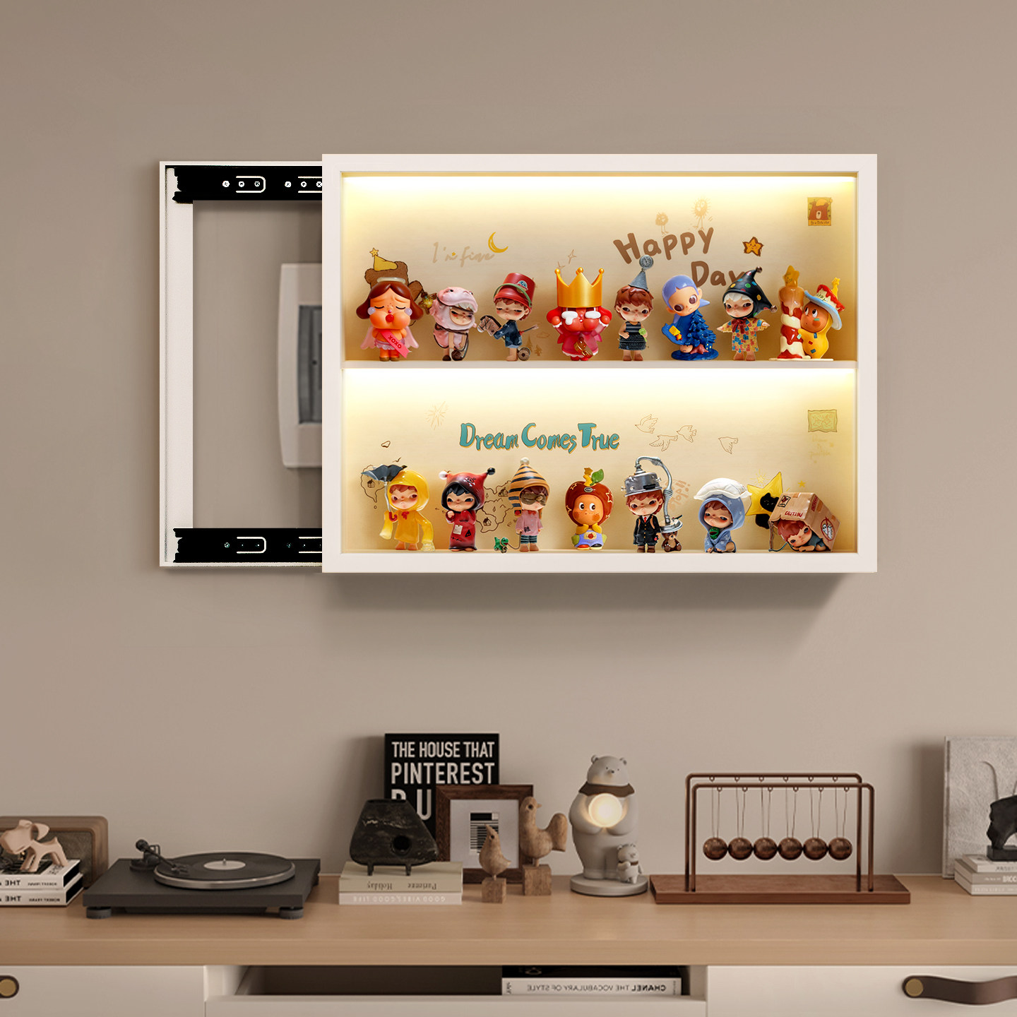 电表箱装饰画带灯盲盒展示架简约可爱手办收纳盒客厅墙面遮挡箱,家居饰品,现代装饰画,淘宝优惠券,粉丝福利购,淘宝优惠卷