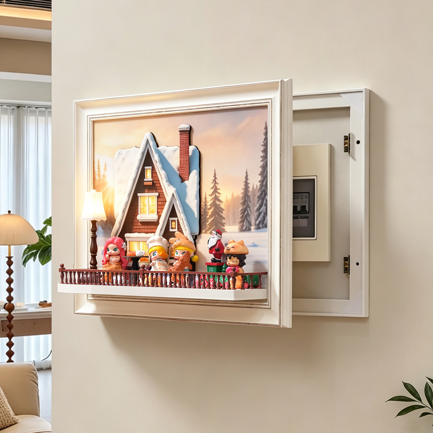 雪国暖屋电表箱装饰画盲盒收纳客厅玄关遮挡画配电箱电闸挂画