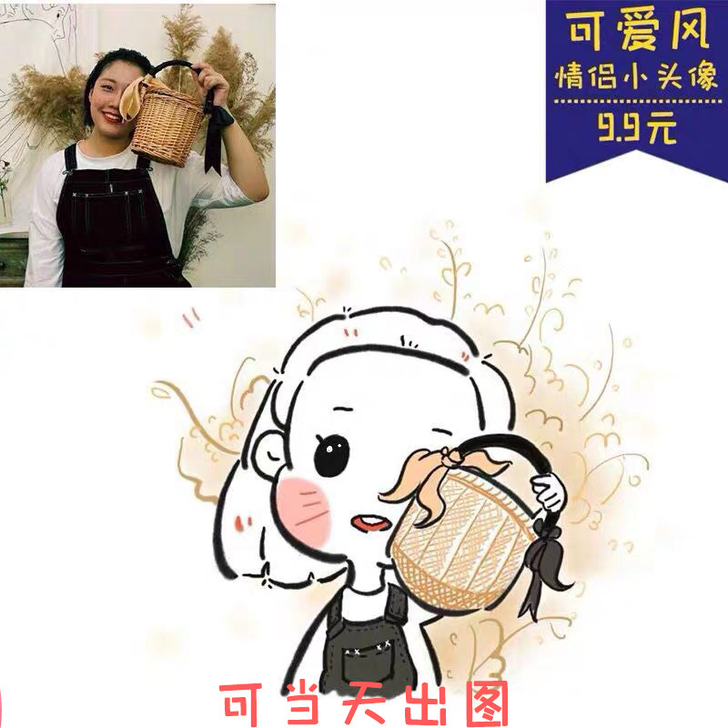 手绘卡通情侣简萌风小头像q版手机壳图案定制可爱风真人照转手绘