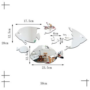 饰贴3d立体海洋鱼镜面墙贴 客厅卫生间墙面补洞瓷砖防水贴画自粘装