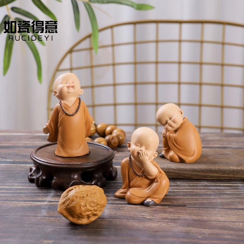 现货速发少林寺小和尚创意家居摆件树脂工艺品桌面客厅软装装饰品