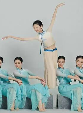 新款春晚儿童步桥演出服舞蹈清悠悠舞蹈服装女子群舞古典舞民族