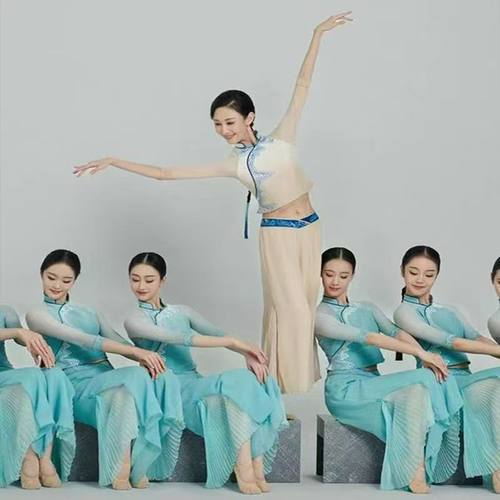 新款春晚儿童步桥演出服舞蹈清悠悠舞蹈服装女子群舞古典舞民族