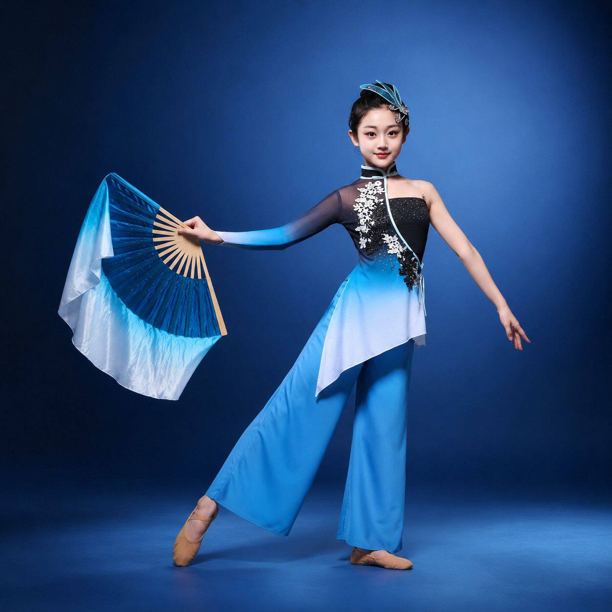 一条大河舞蹈服儿童秧歌古典舞服装中国风纱衣练功服演出服女少儿