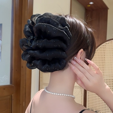 新款云朵洒金盘发发夹大号鲨鱼夹后脑勺抓夹高级感气质泡泡纱发饰