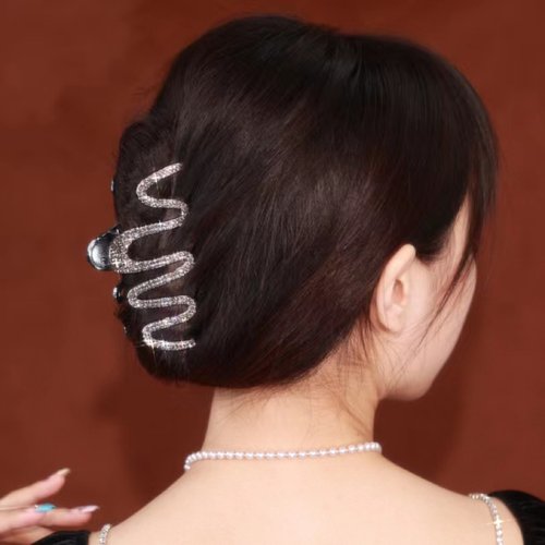 韩国高级感波浪纹后脑勺发夹气质盘发抓夹适合发量多鲨鱼夹大号女