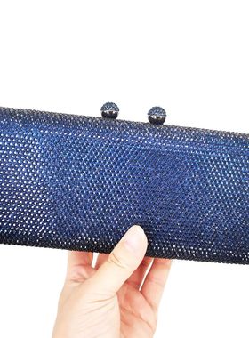 Navy Blue Crystal Party Wedding Bridal Clutch Bags Cheaper h