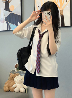 墨秋JK制服小满短袖衬衫夏季日制校供感白色原创短袖衬衫上衣女