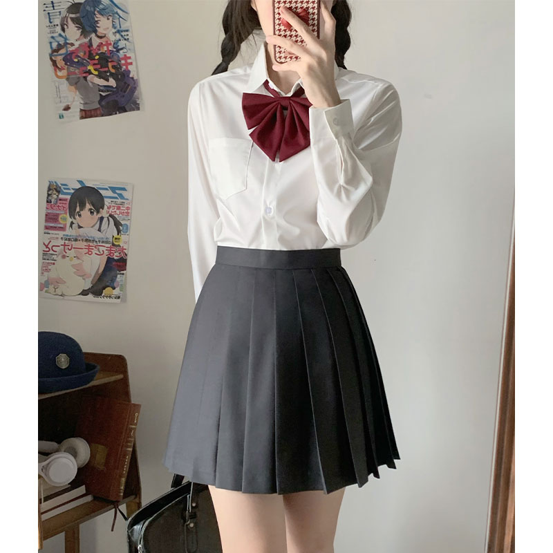 墨秋JK制服原创设计基础款白色内搭长袖衬衫秋冬西装搭配短袖衬衣
