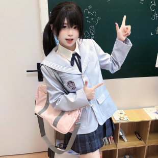 墨秋JK制服仲夏夜水手领西装 春秋女原创校供感三粒扣小众西服上衣
