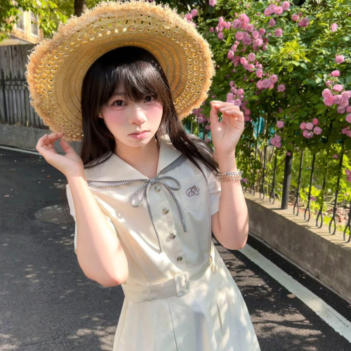 墨秋JK制服小杏栀海军领连衣裙女
