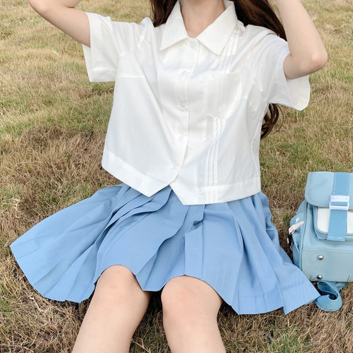 墨秋JK原创知夏基础款短袖衬衫女