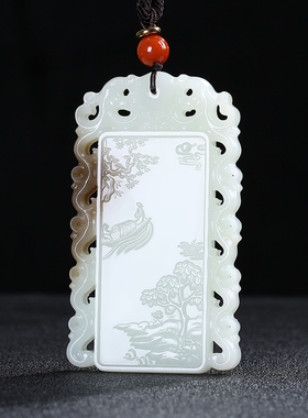 和田玉生肖龙山水手把件糖白玉